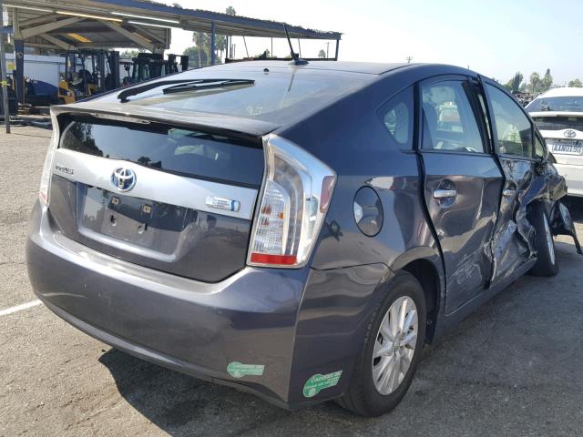 JTDKN3DP1E3060796 - 2014 TOYOTA PRIUS PLUG GRAY photo 4