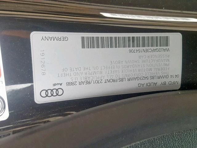 WAU2GAFC3EN154706 - 2014 AUDI A7 PRESTIG CHARCOAL photo 10