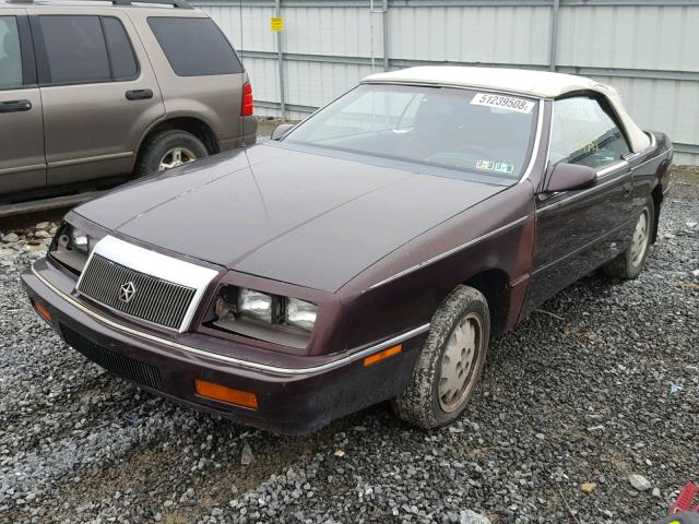 1C3XJ45KXMG114862 - 1991 CHRYSLER LEBARON GRAY photo 2