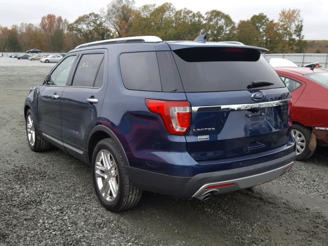 1FM5K7F89HGA73176 - 2017 FORD EXPLORER L BLUE photo 3