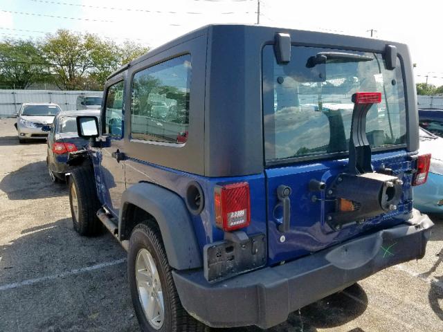 1J4FA24179L783345 - 2009 JEEP WRANGLER X BLUE photo 3