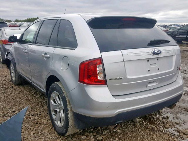 2FMDK4JC0CBA40444 - 2012 FORD EDGE SEL SILVER photo 3