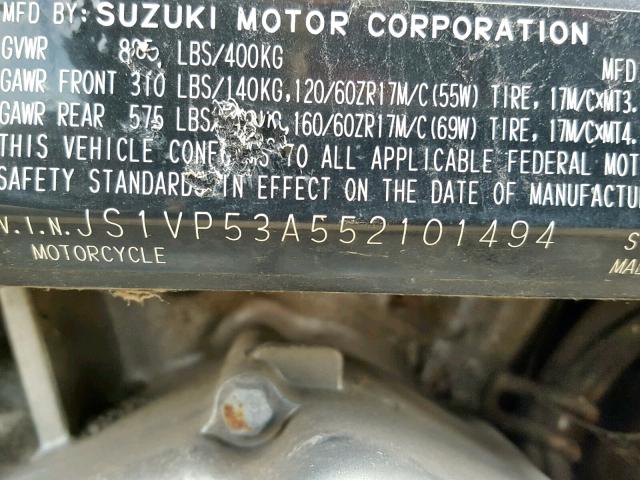 JS1VP53A552101494 - 2005 SUZUKI SV650 BLUE photo 10