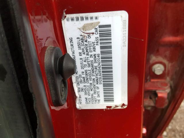 5Y2SL62854Z423146 - 2004 PONTIAC VIBE RED photo 10