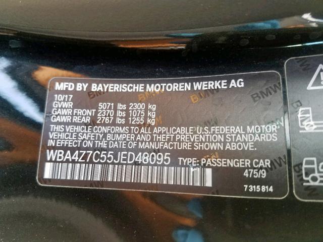 WBA4Z7C55JED48095 - 2018 BMW 440XI BLACK photo 10