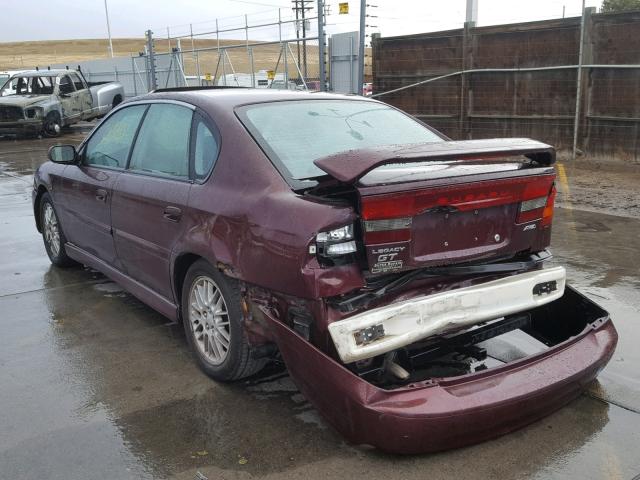 4S3BE645517201825 - 2001 SUBARU LEGACY GT MAROON photo 3