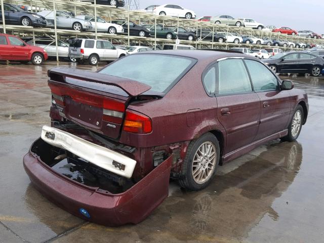 4S3BE645517201825 - 2001 SUBARU LEGACY GT MAROON photo 4