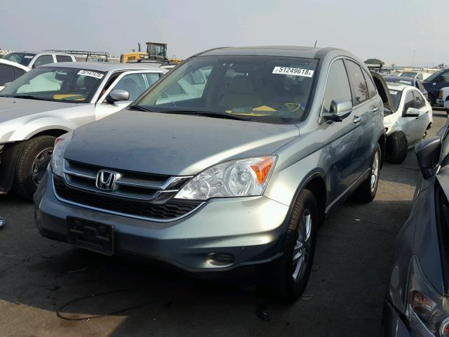 5J6RE4H75AL092086 - 2010 HONDA CR-V EXL GREEN photo 2