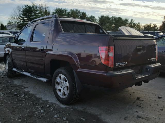 2HJYK16489H501543 - 2009 HONDA RIDGELINE BURGUNDY photo 3