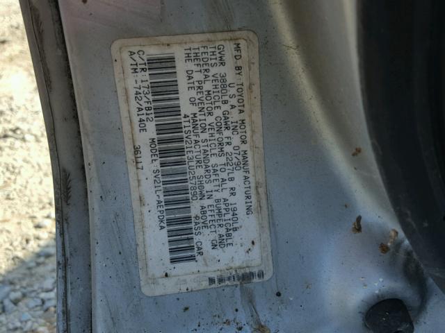 4T1SV21E3LU257890 - 1990 TOYOTA CAMRY DLX 银色 照片 10