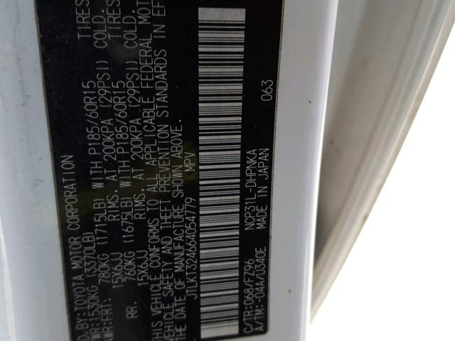 JTLKT324664054779 - 2006 TOYOTA SCION XB Ақ фото 10