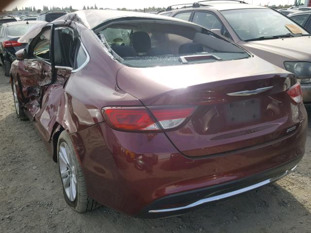 1C3CCCAB3FN749025 - 2015 CHRYSLER 200 LIMITE BURGUNDY photo 3