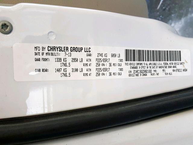 2C4RC1BG2DR821692 - 2013 CHRYSLER TOWN & COU WHITE photo 10