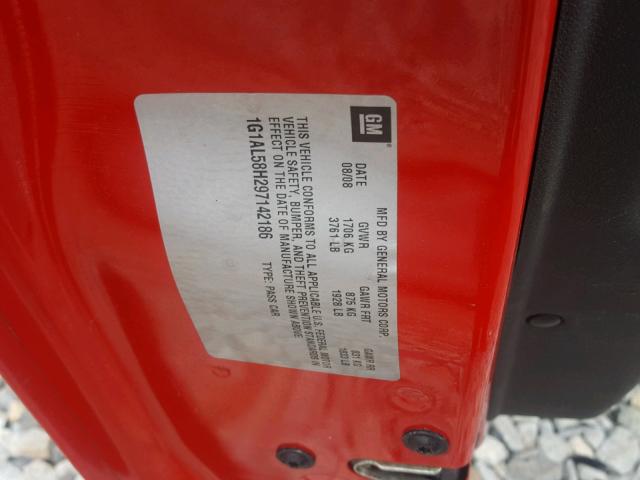 1G1AL58H297142186 - 2009 CHEVROLET COBALT LT RED photo 10