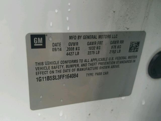 1G11B5SL3FF164084 - 2015 CHEVROLET MALIBU LS 白色 照片 10