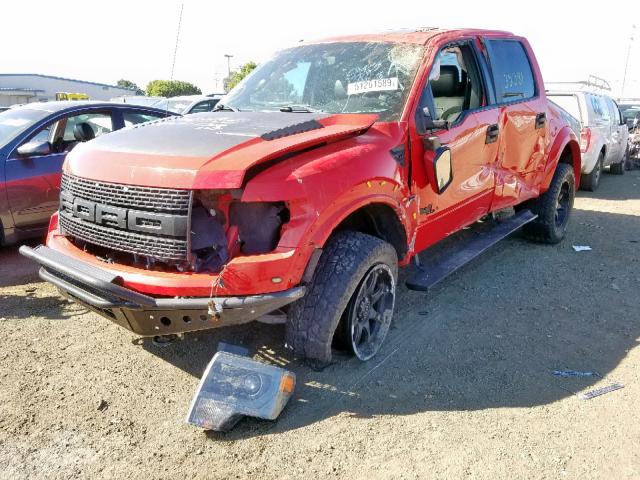 1FTFW1R65EFA10422 - 2014 FORD F150 SVT R RED photo 2