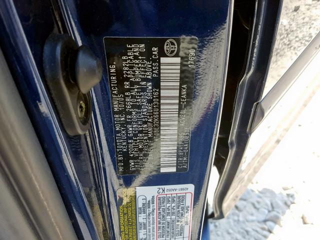 4T1BE32K66U130162 - 2006 TOYOTA CAMRY LE BLUE photo 10