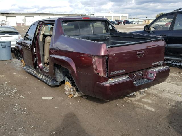 2HJYK16568H515223 - 2008 HONDA RIDGELINE BURGUNDY photo 3