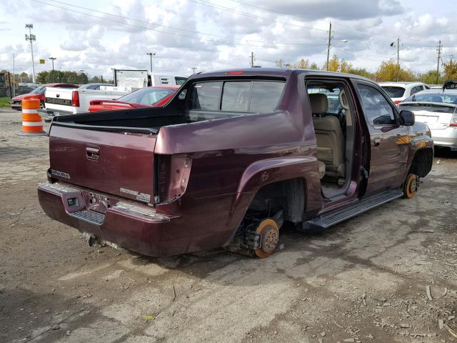 2HJYK16568H515223 - 2008 HONDA RIDGELINE BURGUNDY photo 4