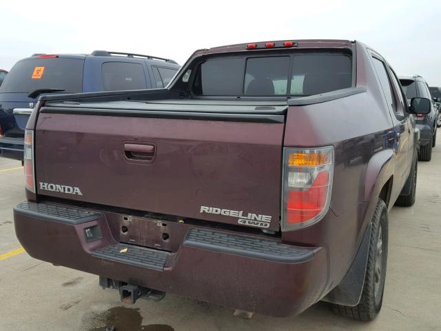 2HJYK16347H539646 - 2007 HONDA RIDGELINE MAROON photo 4