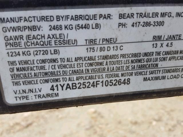 41YAB2524F1052648 - 2015 OTHE TRAILER BLACK photo 10