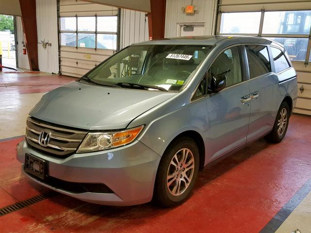 5FNRL5H66DB051112 - 2013 HONDA ODYSSEY EX BLUE photo 2