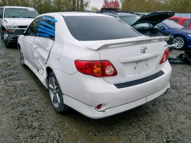 1NXBE40E09Z089258 - 2009 TOYOTA COROLLA XR WHITE photo 3