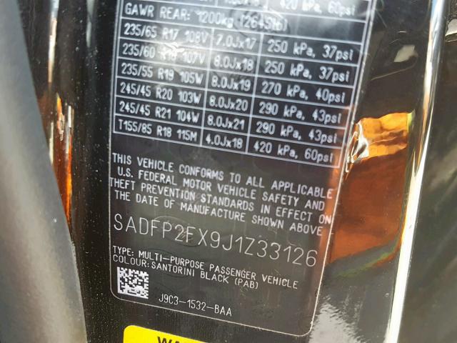 SADFP2FX9J1Z33126 - 2018 JAGUAR E-PACE SE BLACK photo 10