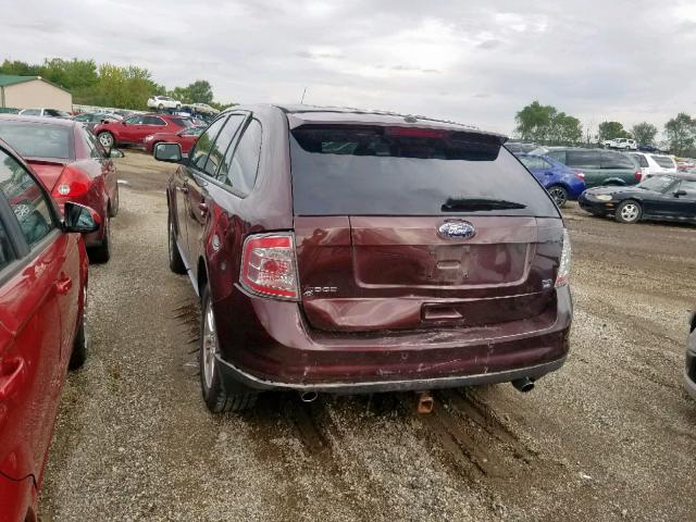 2FMDK4JC8ABA75133 - 2010 FORD EDGE SEL MAROON photo 3