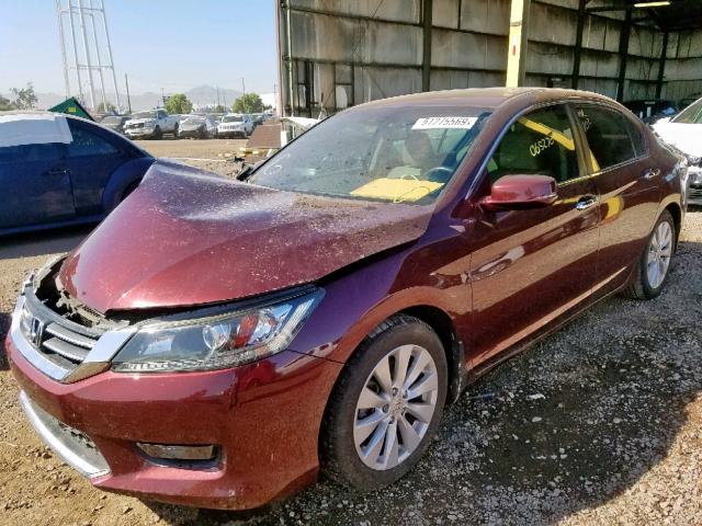 1HGCR2F88EA082915 - 2014 HONDA ACCORD EXL MAROON photo 2