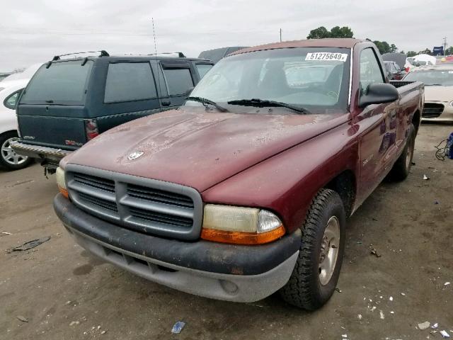 1B7FL26PX1S215215 - 2001 DODGE DAKOTA MAROON photo 2