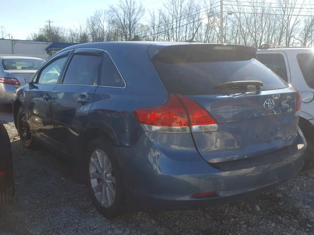 4T3BA3BB8BU021747 - 2011 TOYOTA VENZA BLUE photo 3