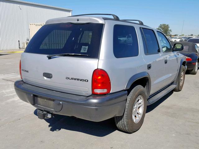 1B4HR38N52F210083 - 2002 DODGE DURANGO SP SILVER photo 4