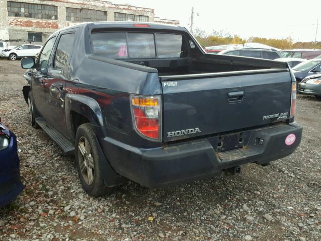 5FPYK16599B103798 - 2009 HONDA RIDGELINE BLUE photo 3