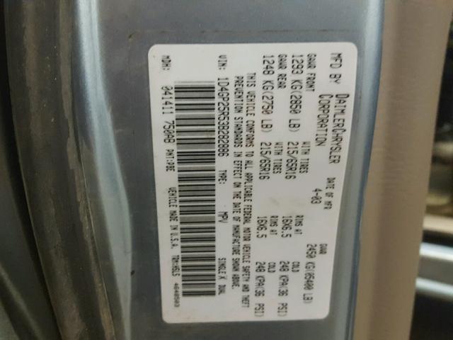 1D4GP25R53B282886 - 2003 DODGE CARAVAN SE SILVER photo 10