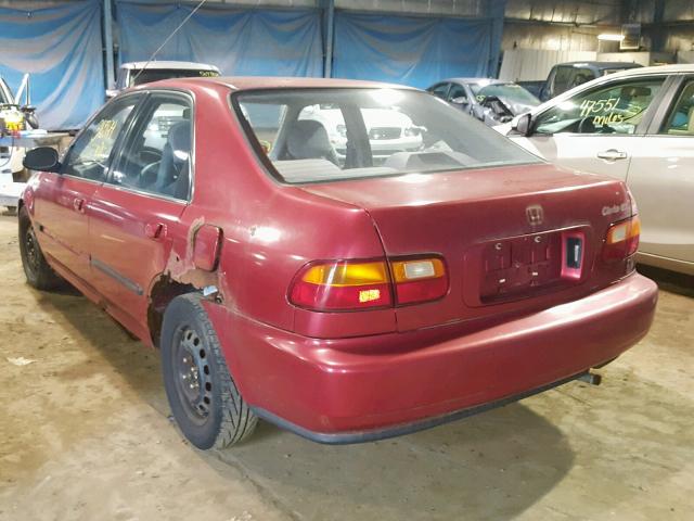 JHMEH9594NS001365 - 1992 HONDA CIVIC EX RED photo 3