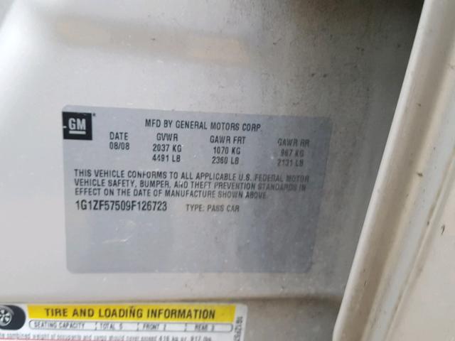 1G1ZF57509F126723 - 2009 CHEVROLET MALIBU HYB 棕色 照片 10