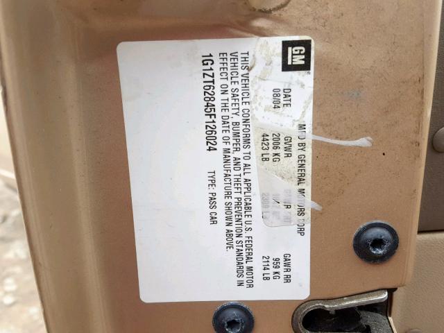 1G1ZT62845F126024 - 2005 CHEVROLET MALIBU MAX 棕色 照片 10