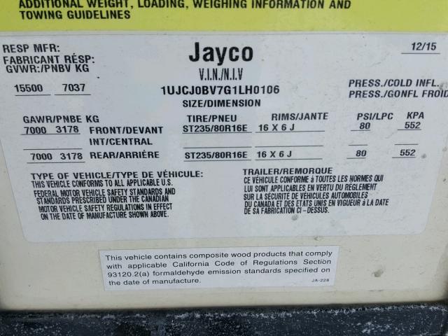 1UJCJ0BV7G1LH0106 - 2016 JAYCO 5TH WHEEL CREAM photo 10