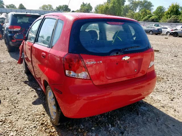 KL1TD62605B455116 - 2005 CHEVROLET AVEO BASE Қызыл фото 3