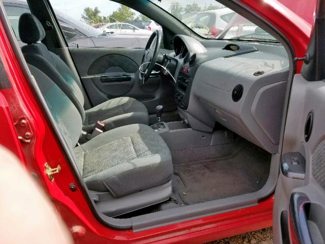 KL1TD62605B455116 - 2005 CHEVROLET AVEO BASE Қызыл фото 5