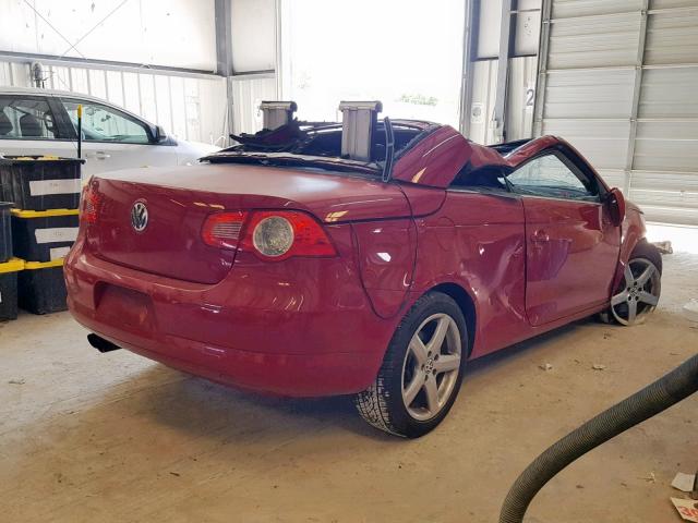 WVWDA71F37V002316 - 2007 VOLKSWAGEN EOS 2.0T S RED photo 4