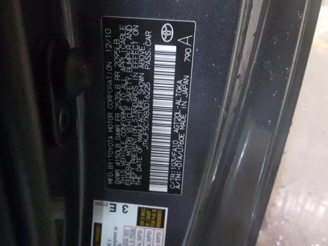 JTKJF5C7XB3016225 - 2011 TOYOTA SCION TC 黑色 照片 10