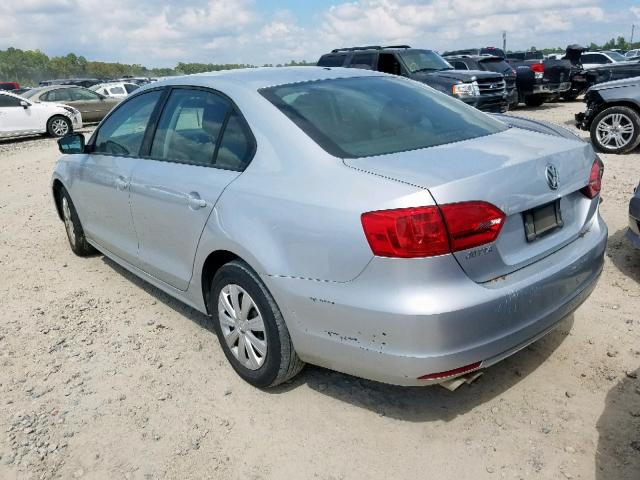 3VW2K7AJ1CM320509 - 2012 VOLKSWAGEN JETTA BASE SILVER photo 3