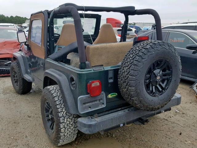 1J4FA29P91P369431 - 2001 JEEP WRANGLER / GREEN photo 3