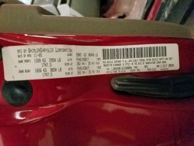 1J8HG48K16C208884 - 2006 JEEP COMMANDER ბურგუნდია ფოტო 10