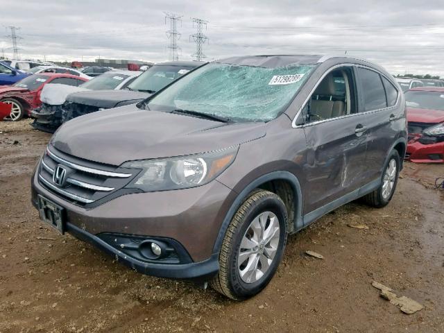 2HKRM4H75EH624259 - 2014 HONDA CR-V EXL GRAY photo 2