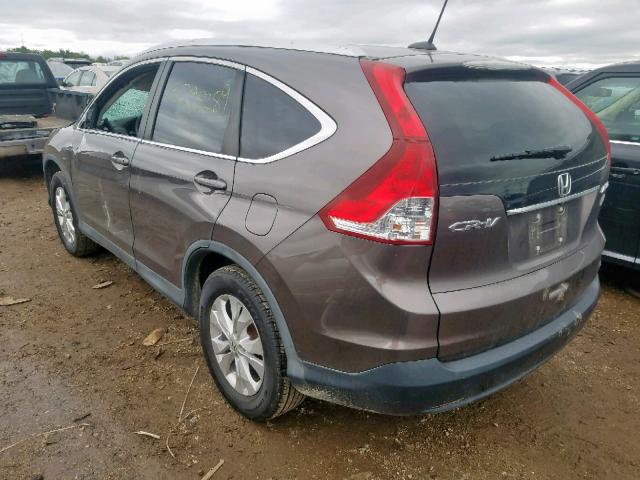 2HKRM4H75EH624259 - 2014 HONDA CR-V EXL GRAY photo 3