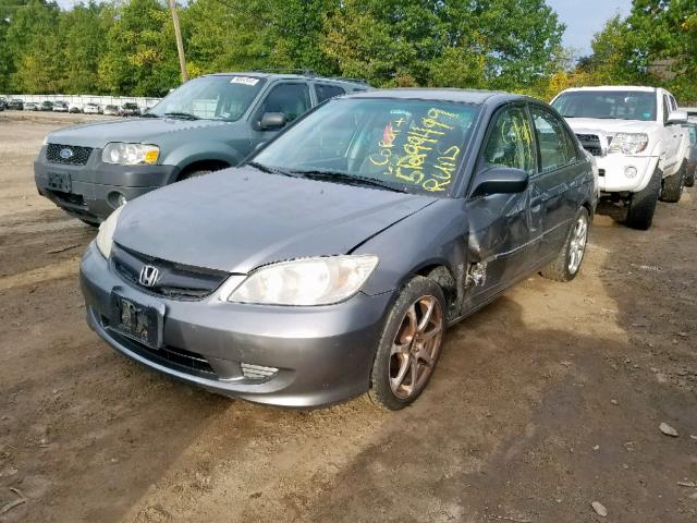 2HGES165X4H505846 - 2004 HONDA CIVIC LX GRAY photo 2