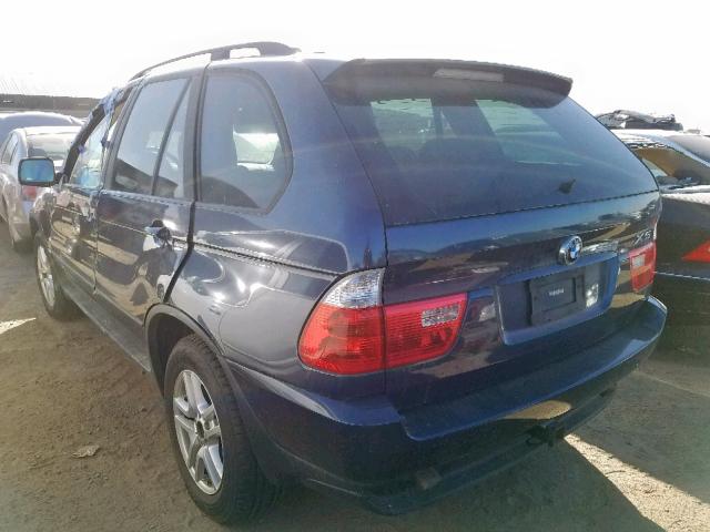 5UXFA13524LU25386 - 2004 BMW X5 3.0I BLUE photo 3